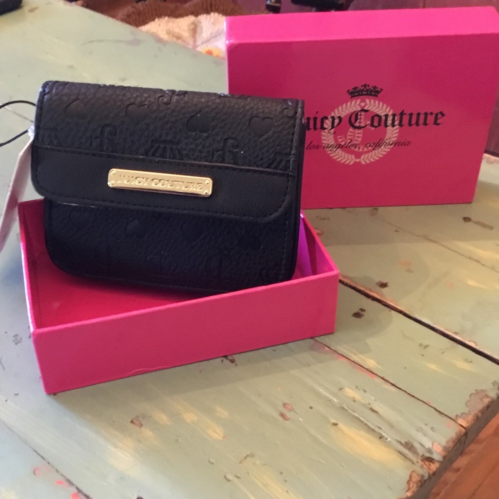 Juicy Couture Black Heart-Embossed Wallet NIB